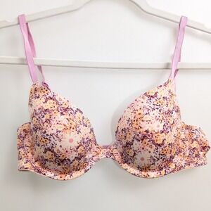 Victorias Secret Floral Lined Demi Bra Size 36B Pink Purple Underwire‎ T Shirt